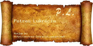 Petres Lukrécia névjegykártya